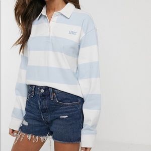 Levis stripped White and Blue Rugby shirt